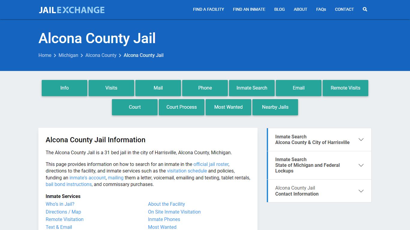 Alcona County Jail, MI Inmate Search, Information